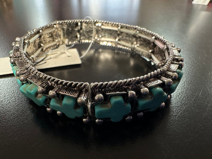 Stone Cross Silver Bracelets