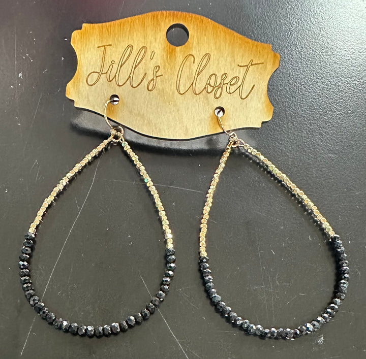 Lg Teardrop Beaded Fishhook Earrings