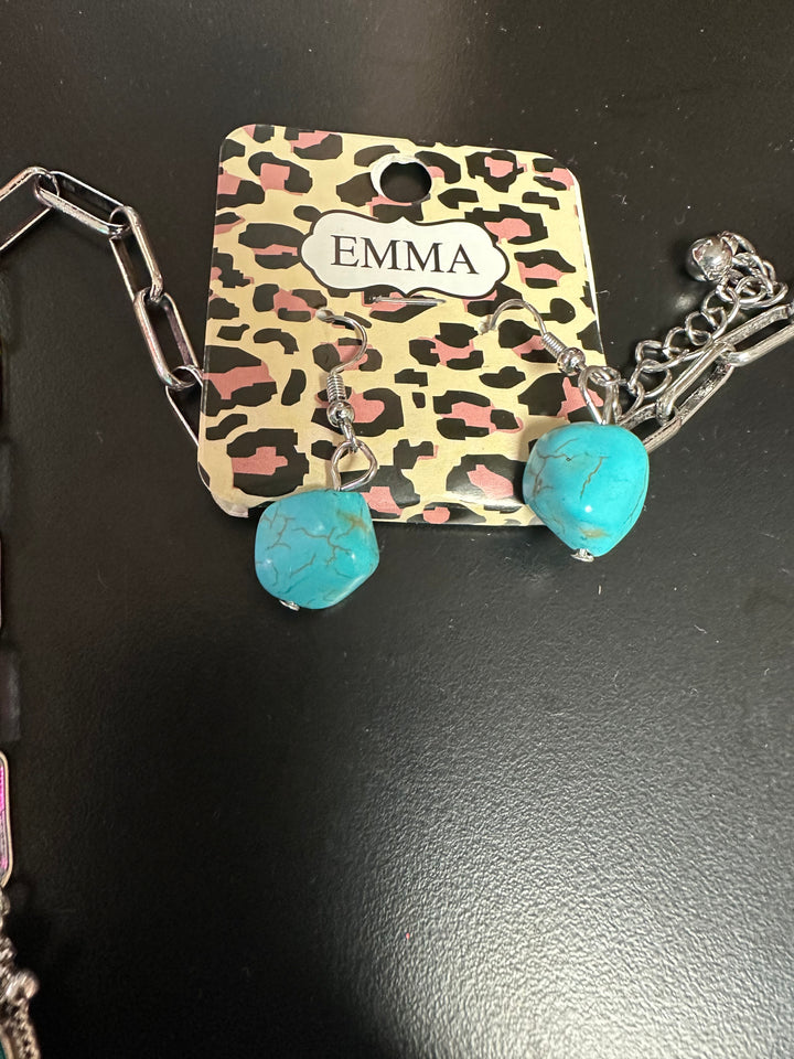 Lg. Turquoise Pendant Necklace Set