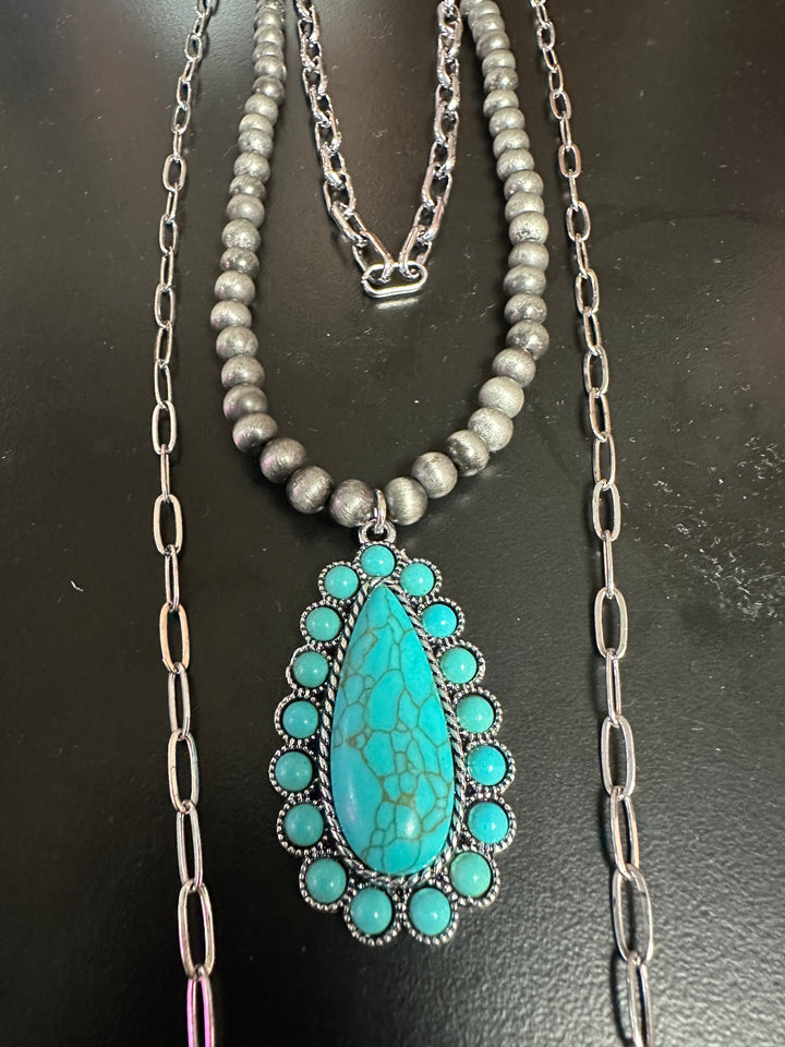 Turquoise Pendant and Chains