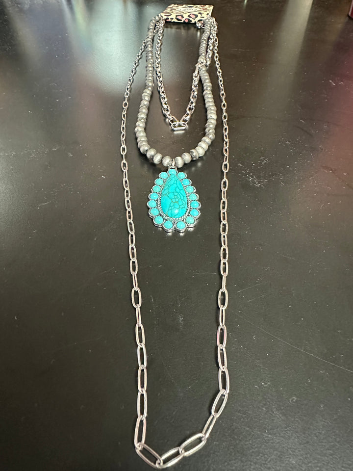 Turquoise Pendant and Chains