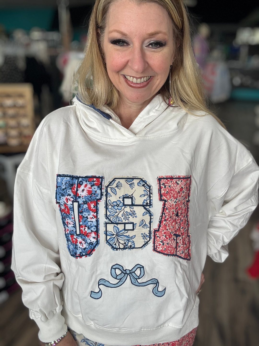 USA Floral Hoodie