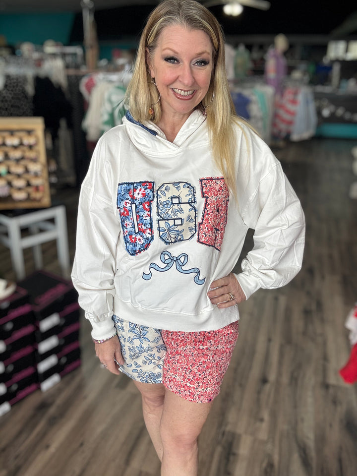 USA Floral Hoodie