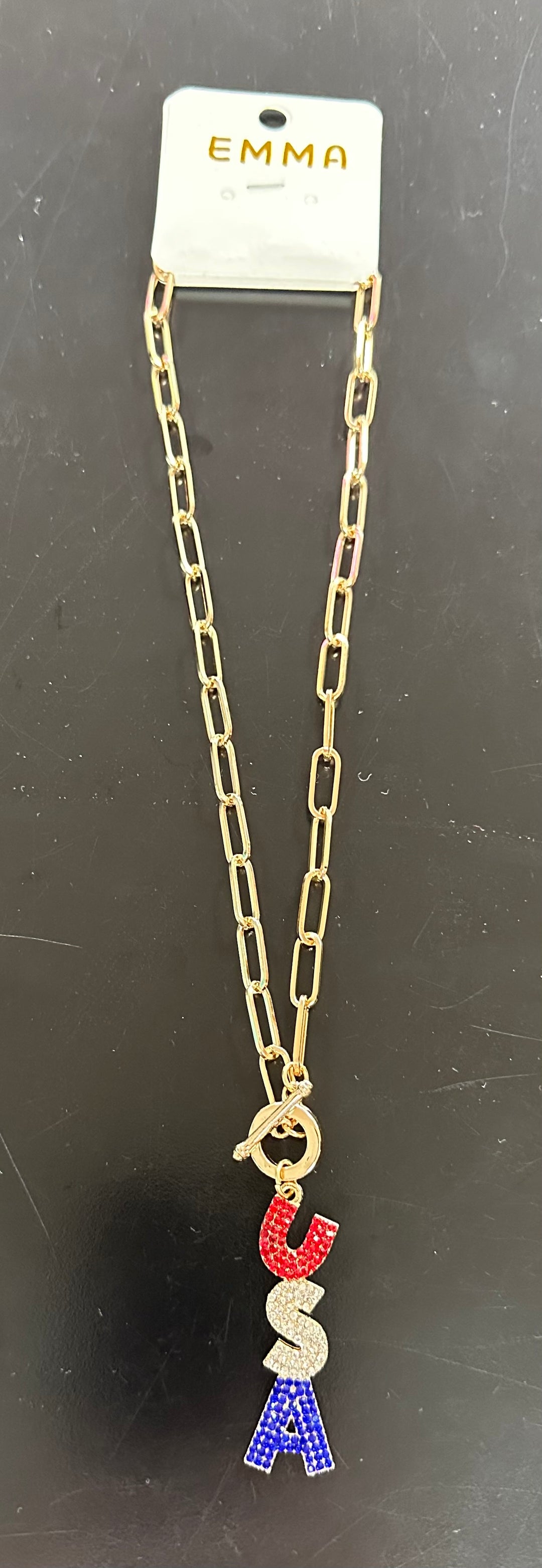 USA Gold Chain Toggle Necklace