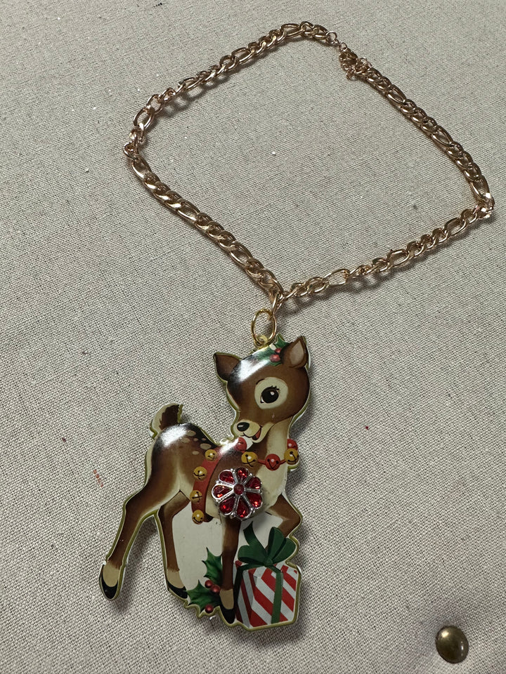 Tin Statement Christmas Necklace