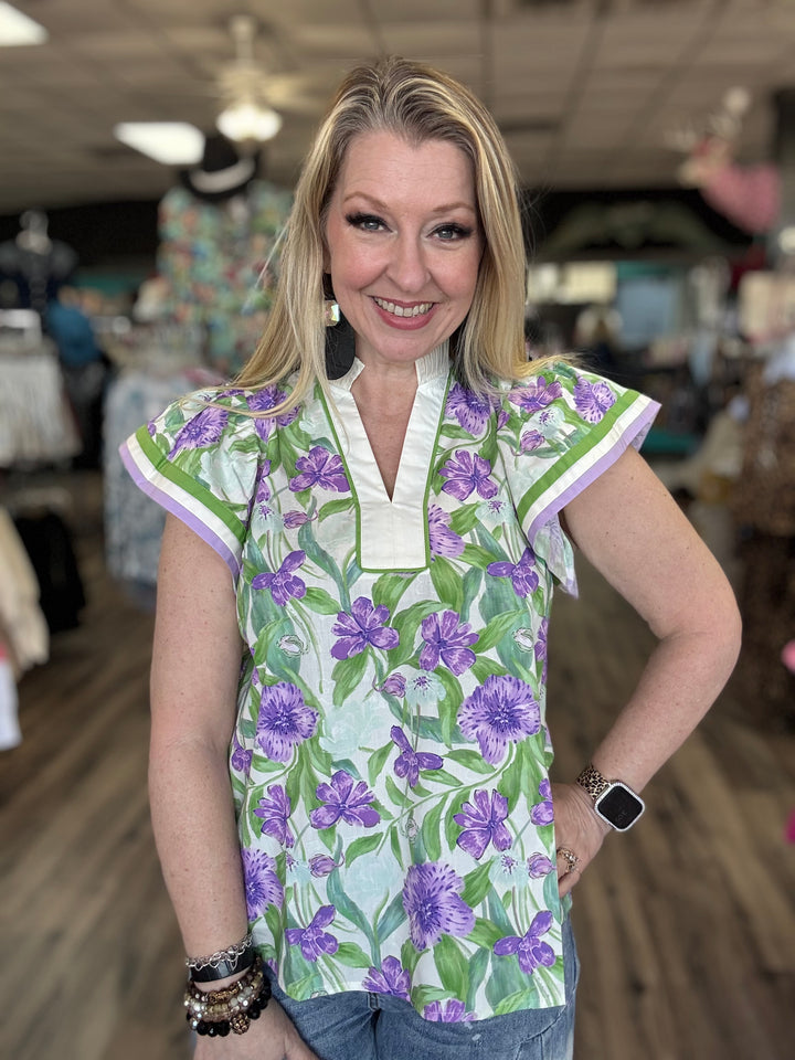 Violets in the Snow Blouse