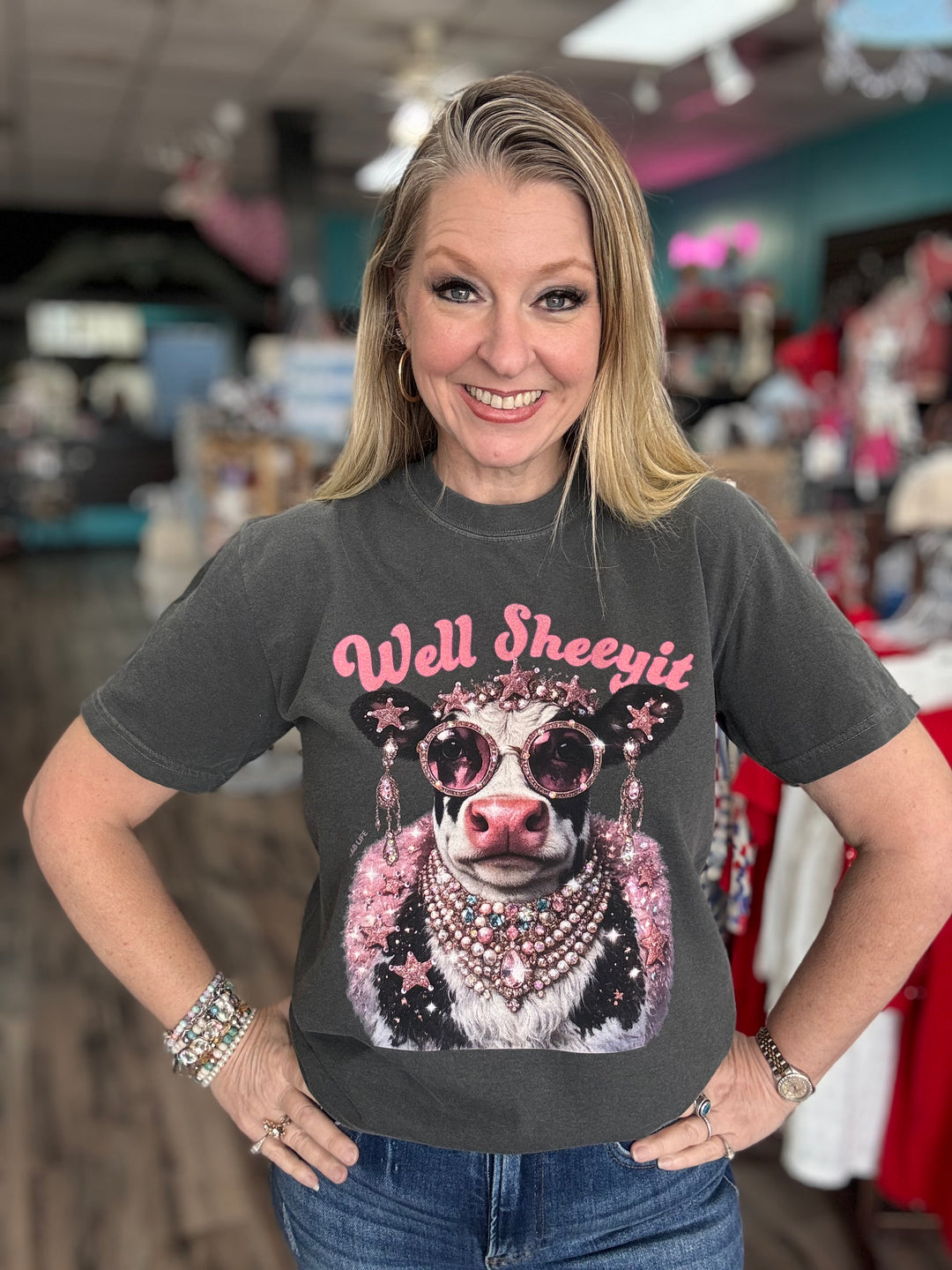 Well Sheeyit Cow Bling Tee
