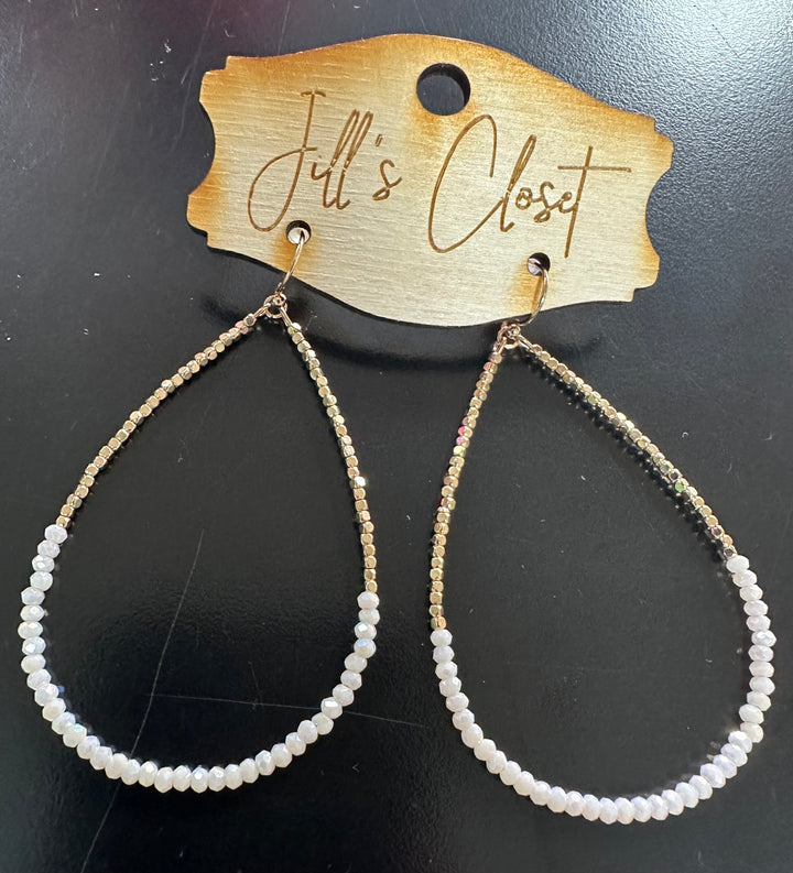 Lg Teardrop Beaded Fishhook Earrings