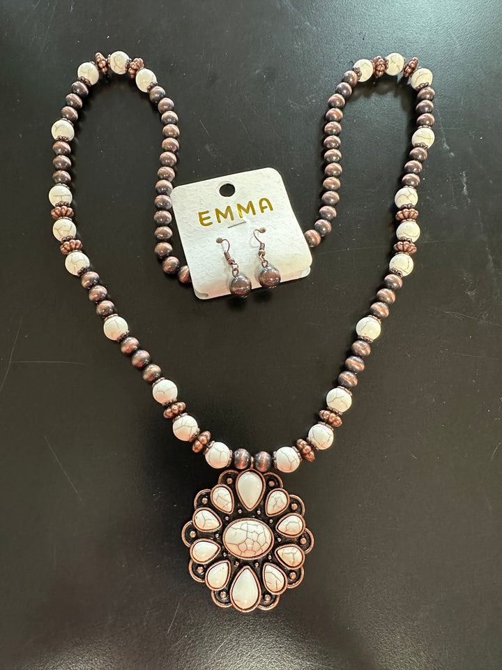 White Buffalo & Bronze Necklace Set