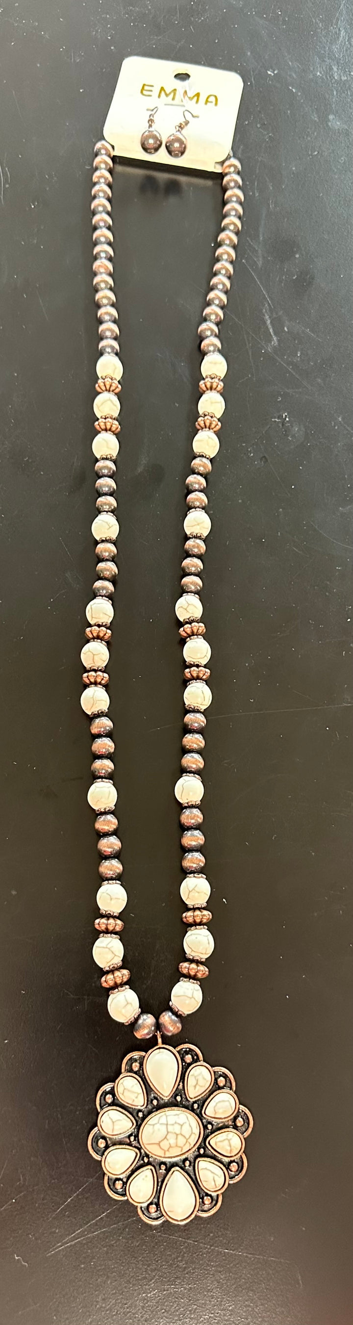 White Buffalo & Bronze Necklace Set