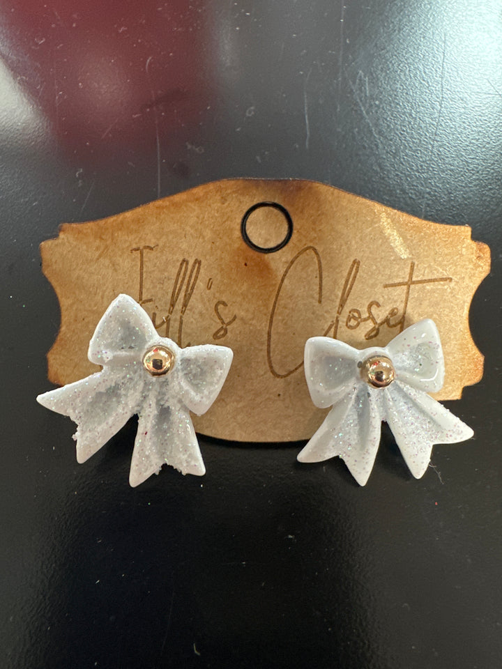 Glitter Bow Stud Earrings.