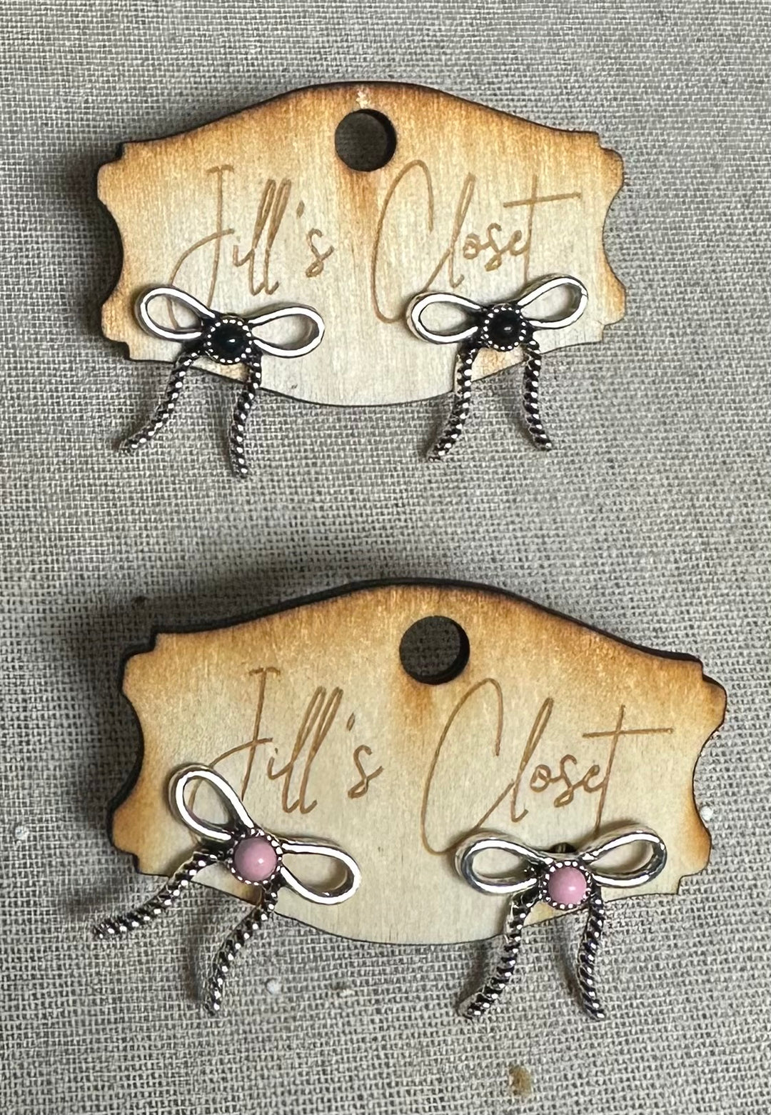 Silver Bow Stud Earrings