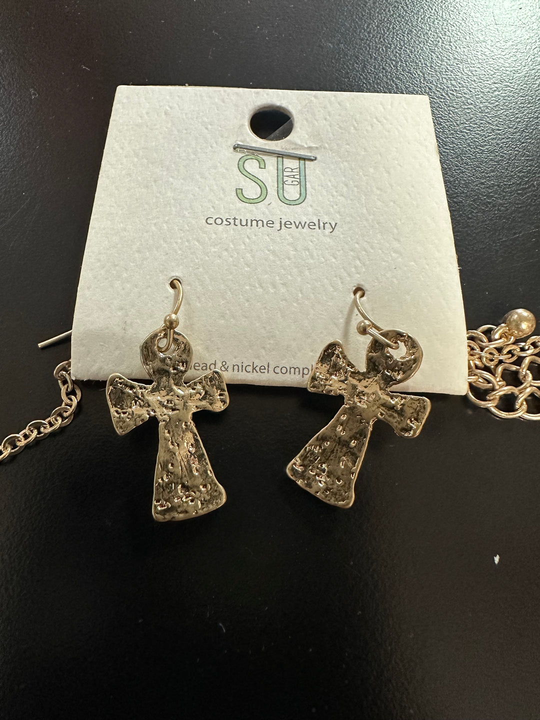 Long charm necklace & earring set