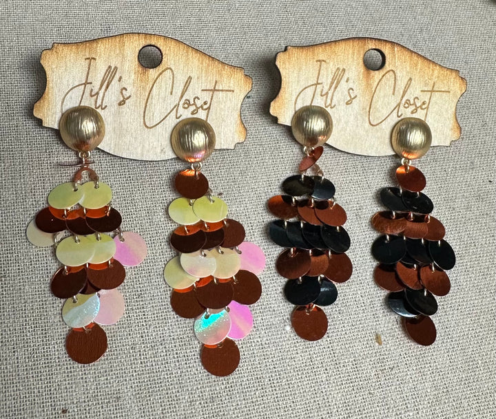 Cascading Sequin Stud Earrings