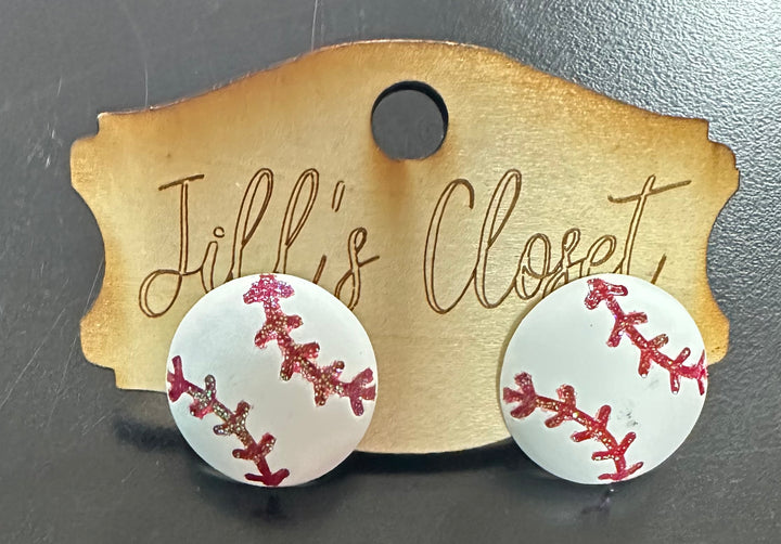 Glittery Sports Ball Stud Earrings