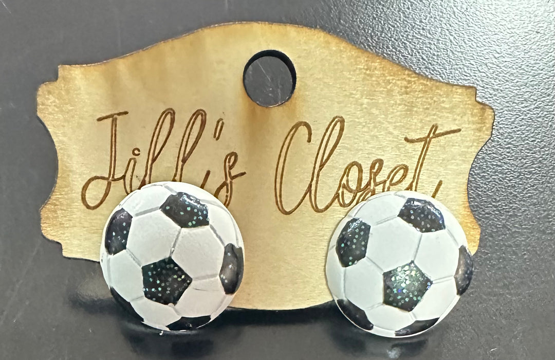 Glittery Sports Ball Stud Earrings