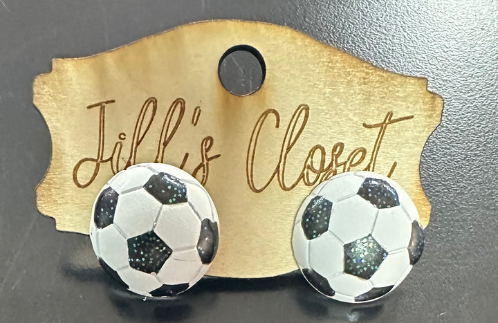 Glittery Sports Ball Stud Earrings