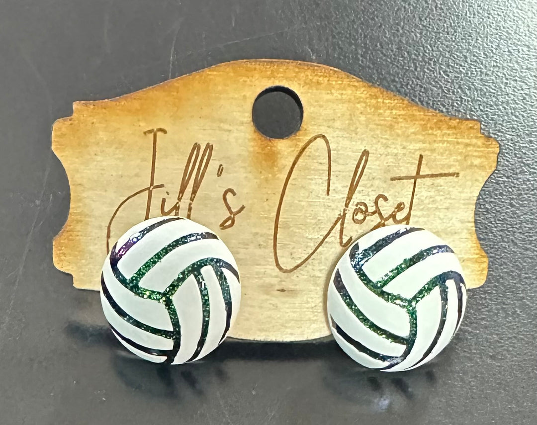 Glittery Sports Ball Stud Earrings