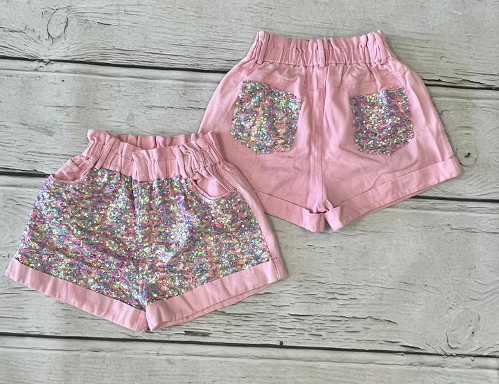 Twill sequins shorts