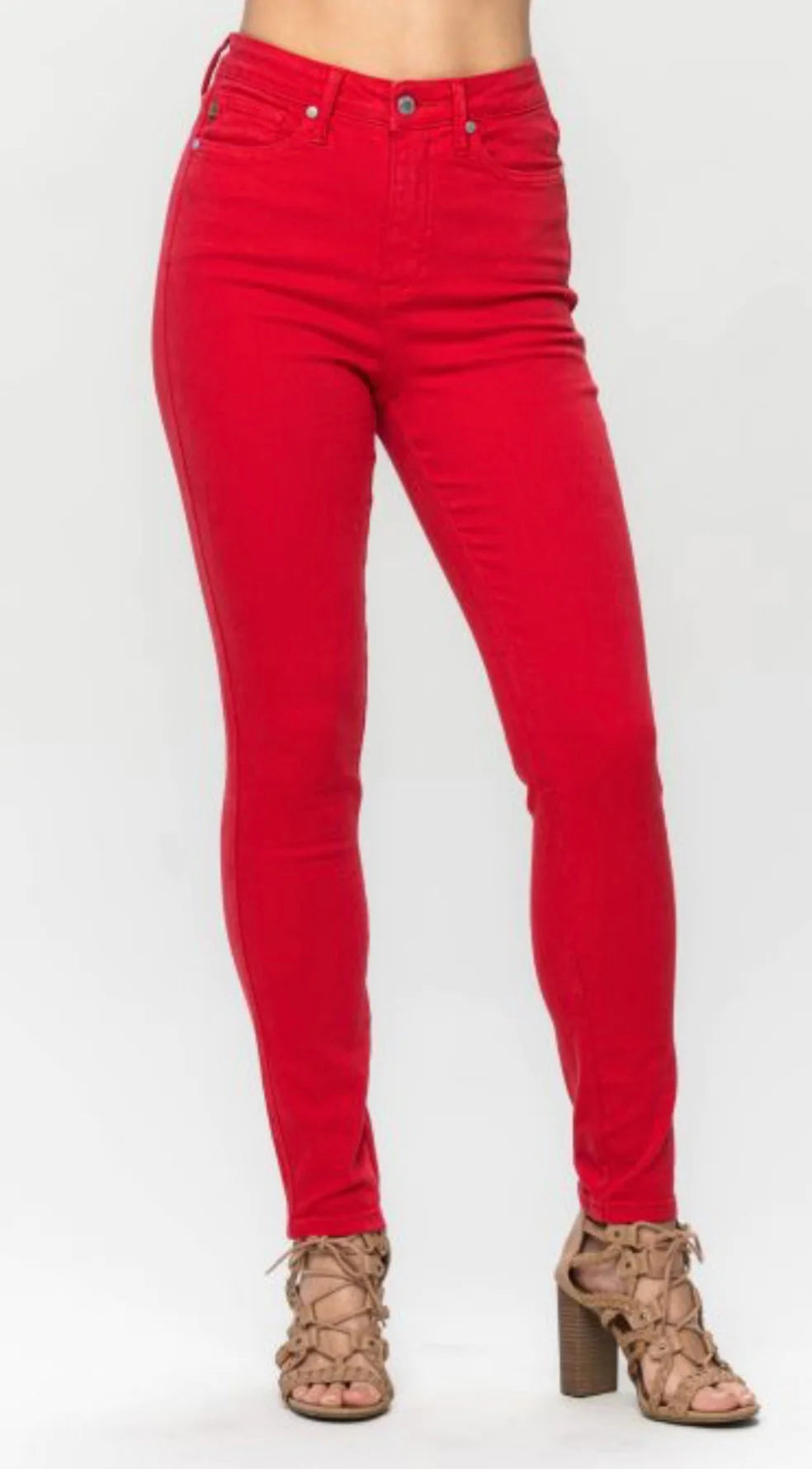 Red tummy control jeans