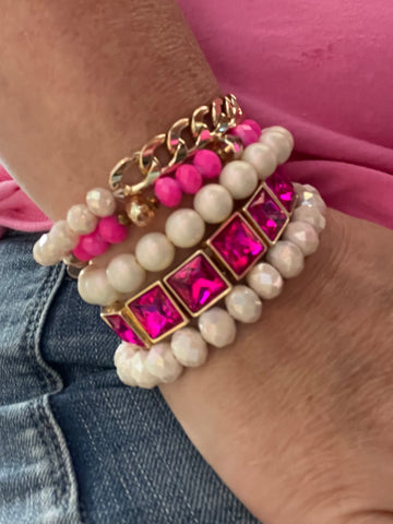 Pink Diva bracelet stack