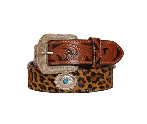 FANCIFUL HAND-TOOLED LEATHER BELT