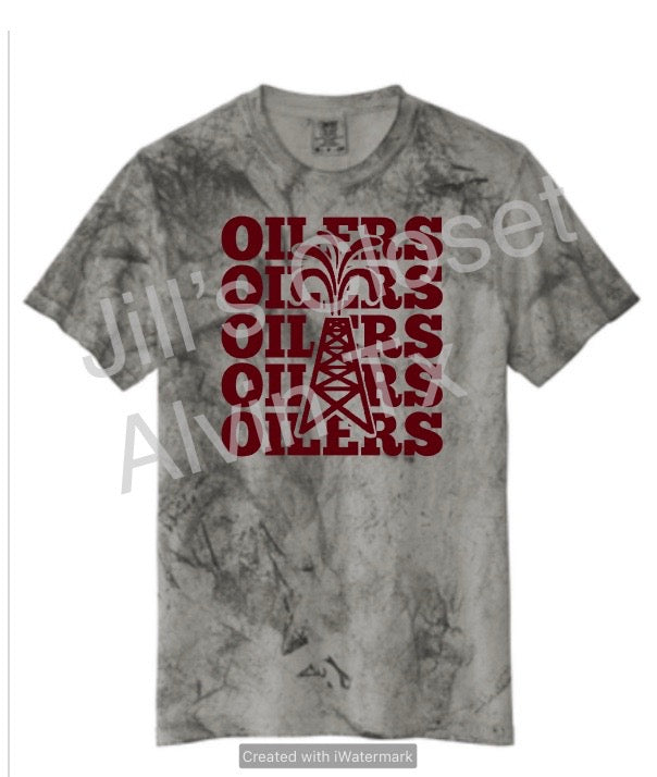 Stacked Oilers school tee