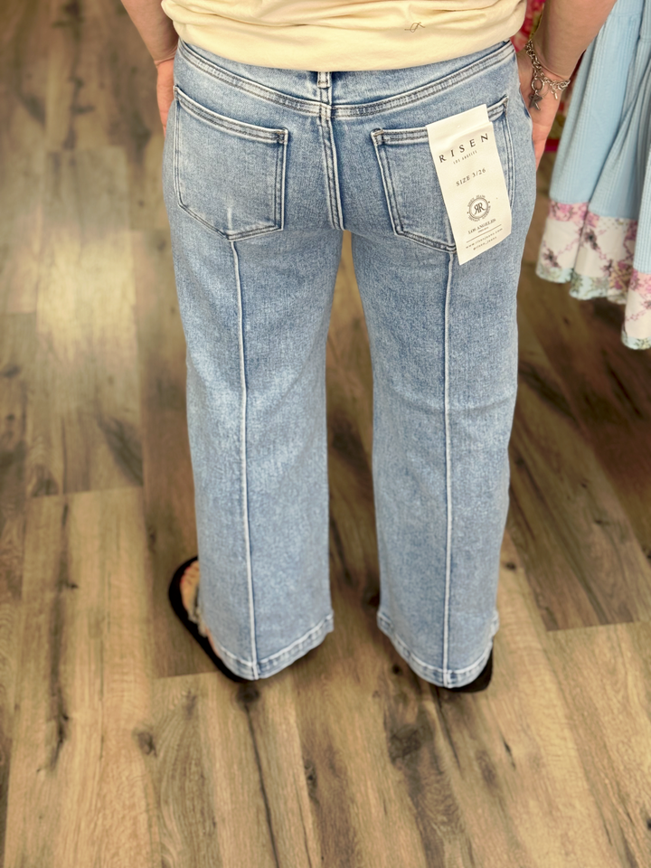 Risen Light Wash Straight Leg Crop Jeans