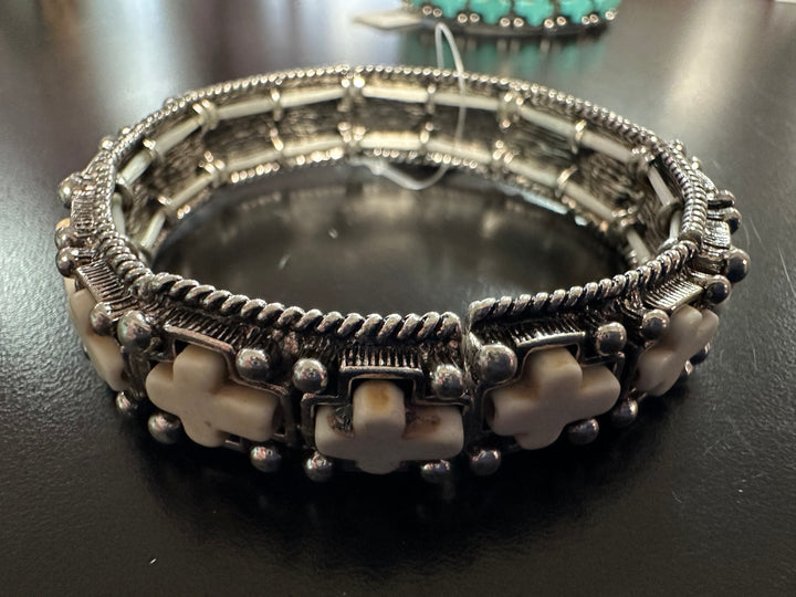 Stone Cross Silver Bracelets