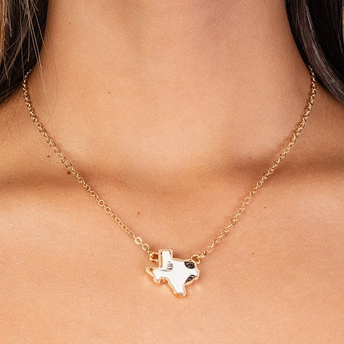 Texas cowhide necklace