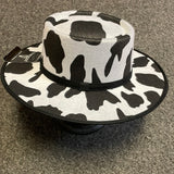 Lucky & Blessed Cow Print Flat Brim Hat