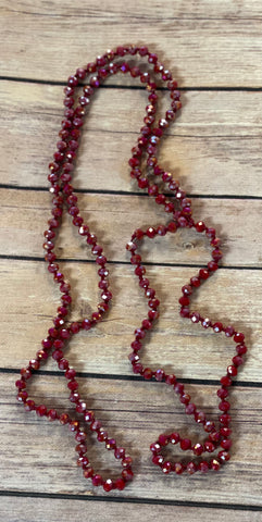 Red iridescent beaded necklace
