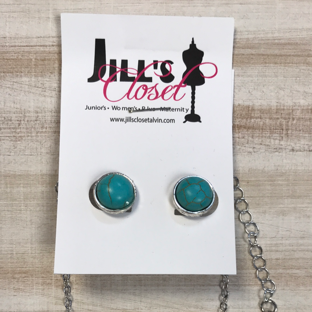 Faux Turquoise necklace & earring set