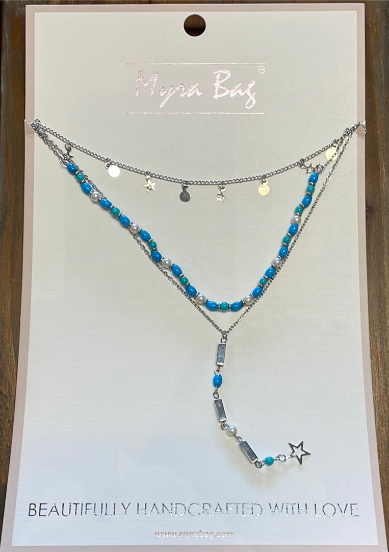 Myra Bag Turquoise & Silver Celestial Necklace