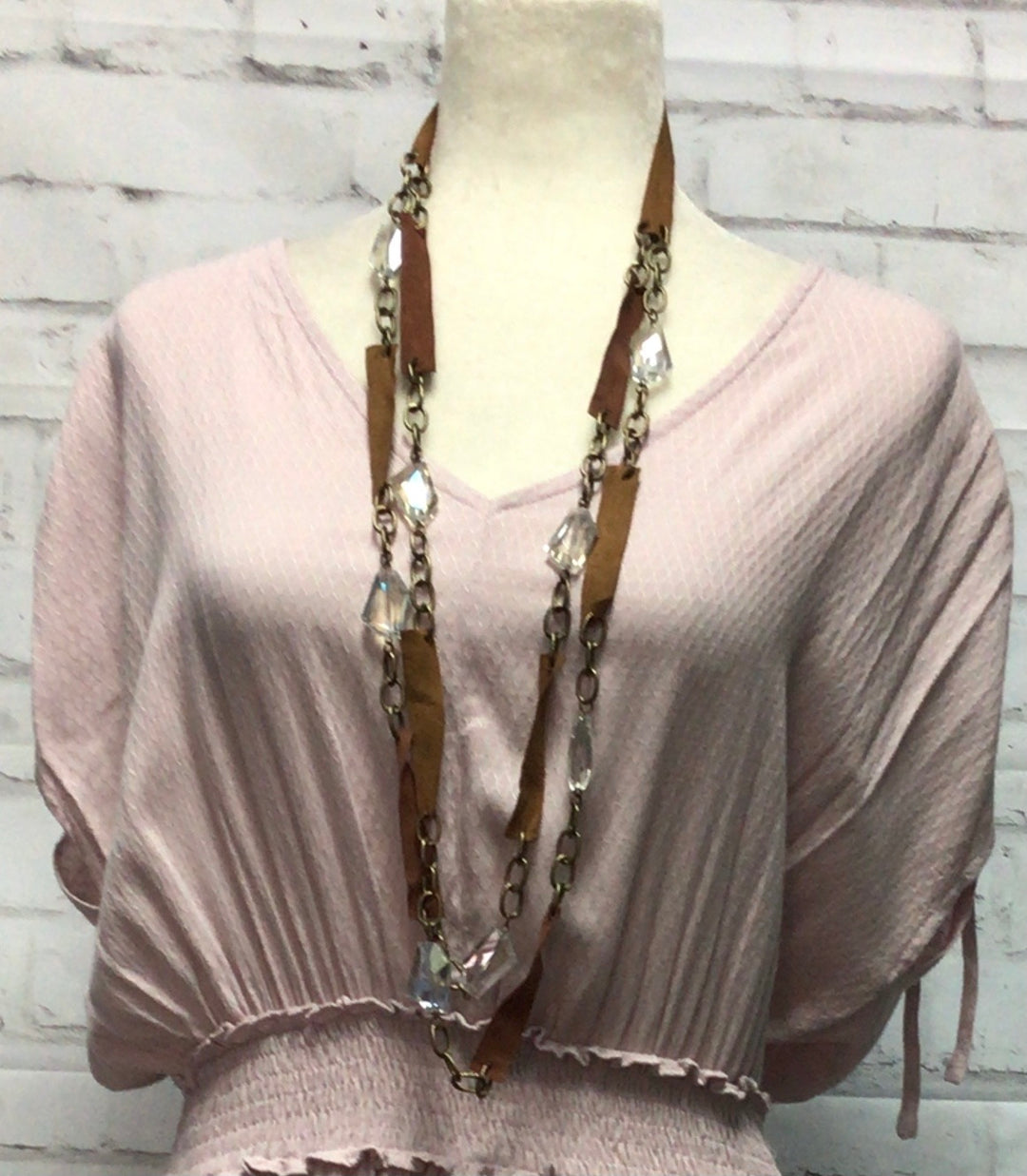 Crystal and leather necklace