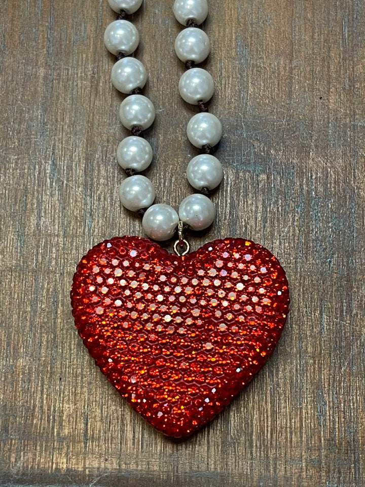 Red Bling Heart Necklace