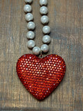 Red Bling Heart Necklace