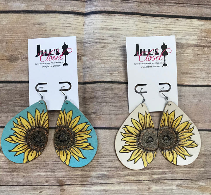Sunflower Teardrop Earrings