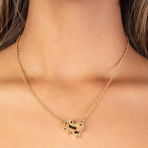 Texas cheetah print necklace