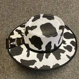 Lucky & Blessed Cow Print Flat Brim Hat