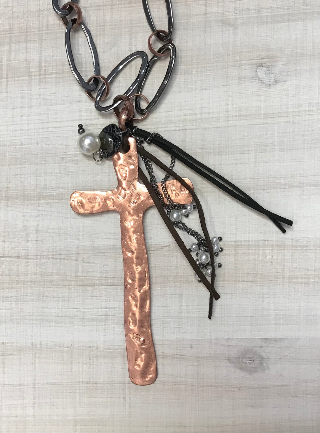 Hammered Copper Cross Necklace