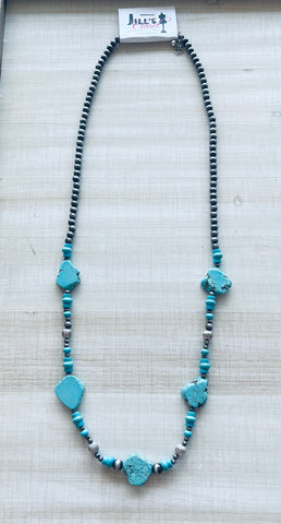 Simple turquoise slab necklace